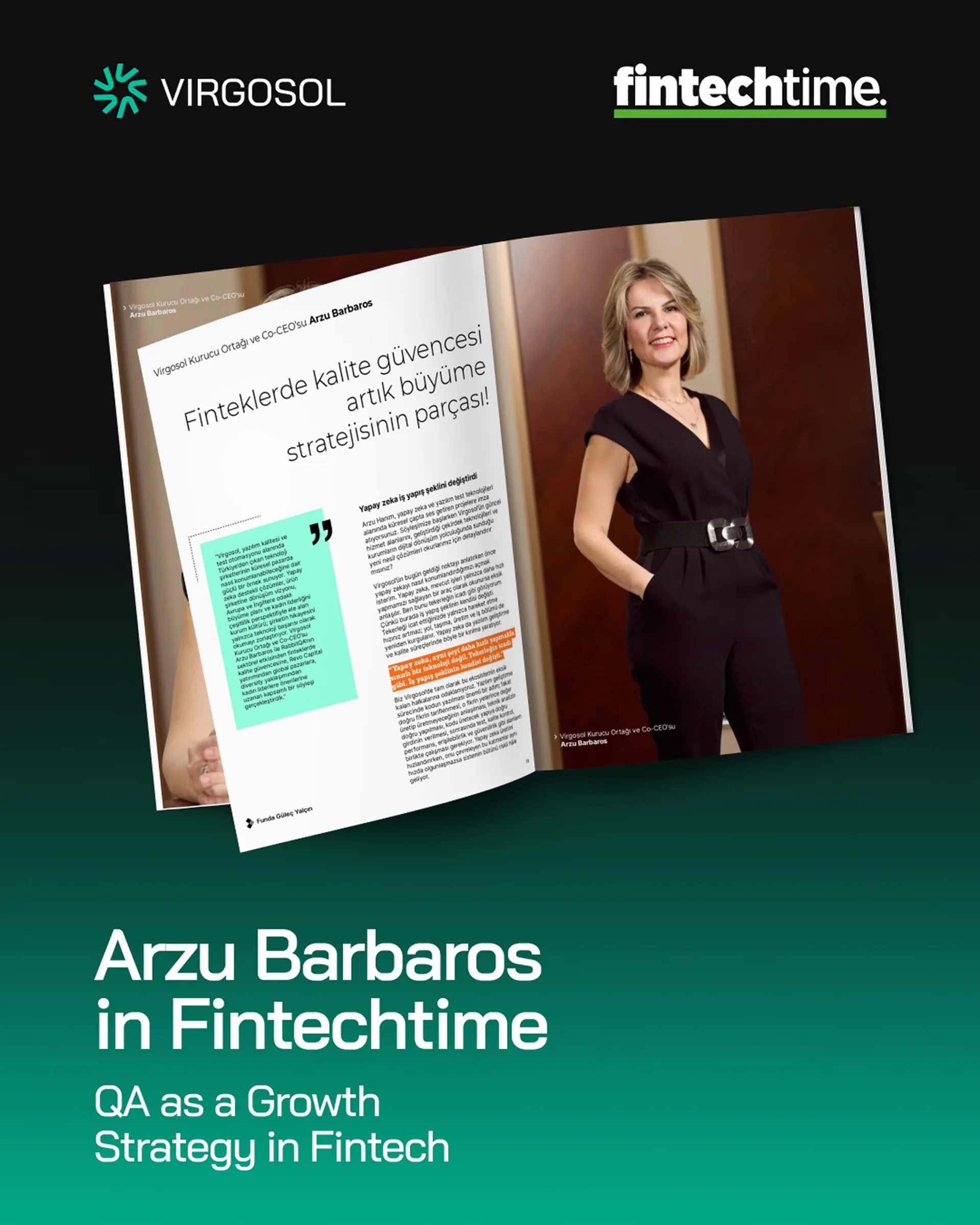Virgosol gönderisi: “Arzu Barbaros in Fintechtime”, dergide açık röportaj sayfası